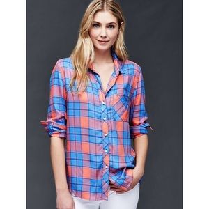 NWT Gap Soft Plaid Boyfriend Shirt